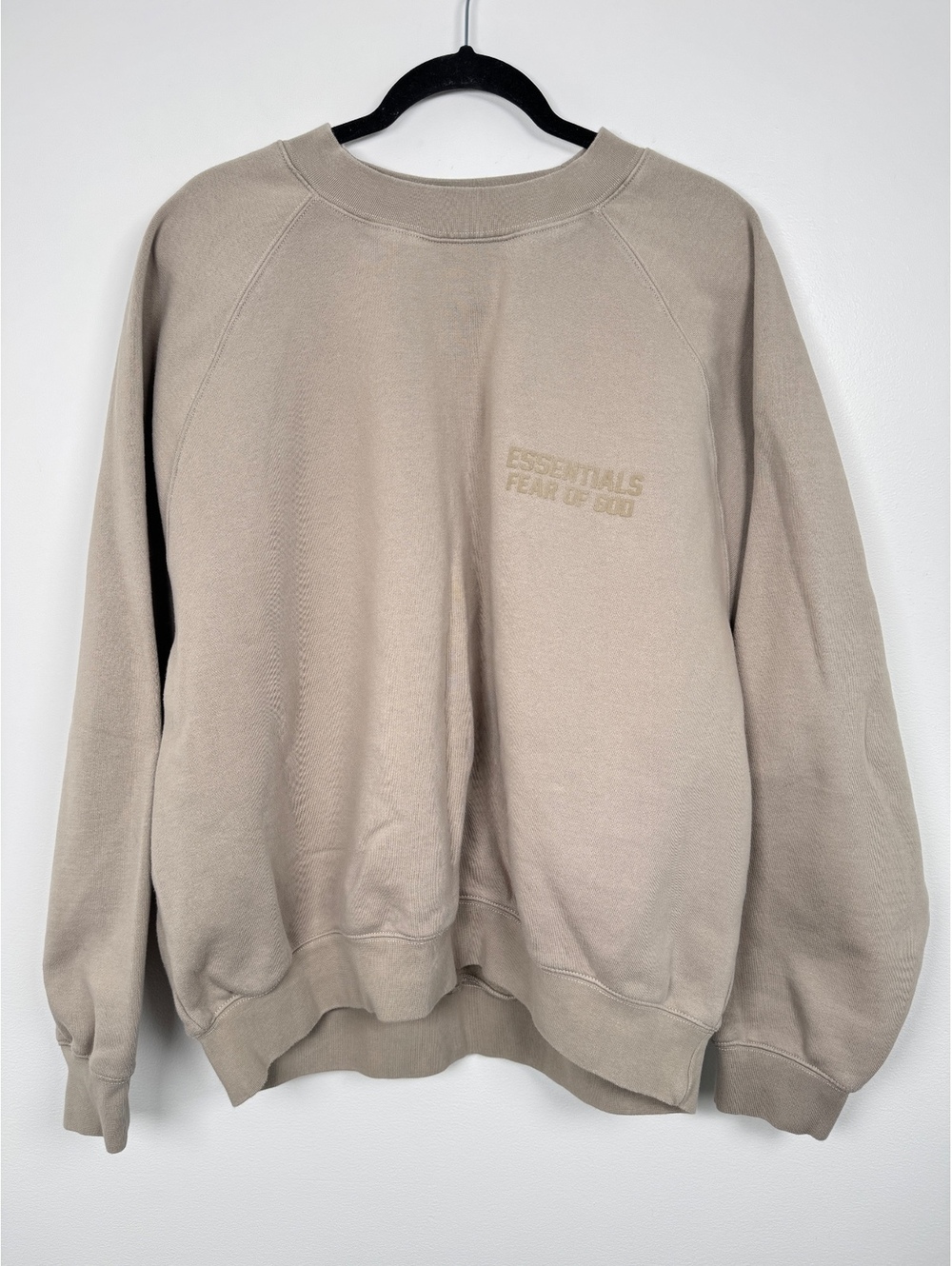 Fear of God Essentials Mens Large Taupe Crewneck Sweatshirt Cotton Blend L